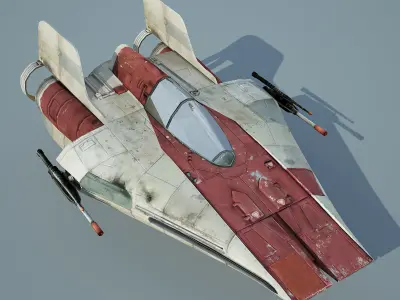Game Ready Star Wars RZ-1 A-wing interceptor Starfighter Low-poly 3D model