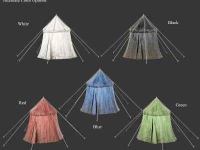 Medieval Common Camp Tent Medium Low-poly 3D model