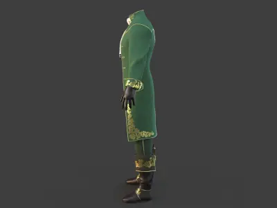 Green Vintage Clothing Men Suit Low-poly 3D model