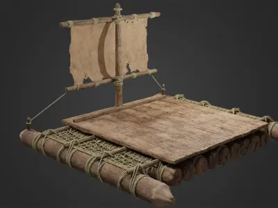 Wooden Raft 3D model