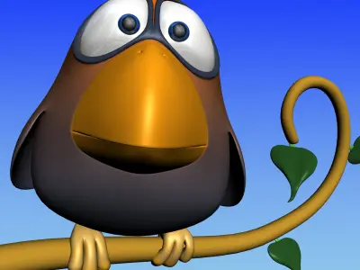 Cartoon Bird Rigged Low-poly 3D model