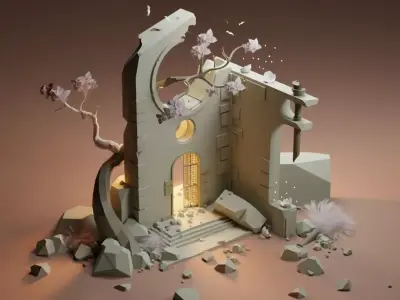 Tree Ruins Stylized 3D model