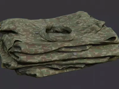 Camouflage Military Uniform Fabric Stack Low-poly 3D model