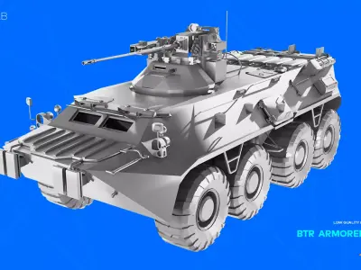 BTR Armored Truck - Low Poly Background Filler 3D model