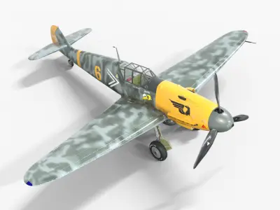 Messer Bf 109 Warplane Low-poly 3D model