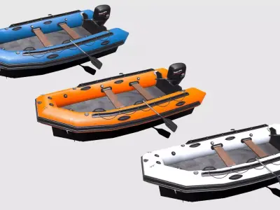 Inflatable Motor Boat Low-poly PBR Low-poly 3D model
