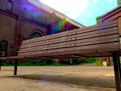 Wooden Bench Low-poly 3D model 9