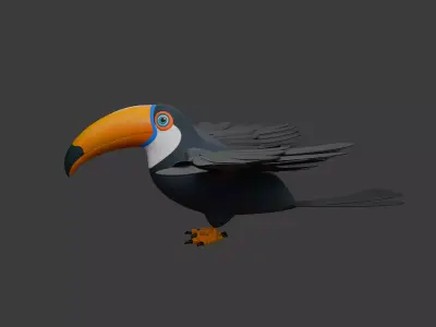 Toucan cartoon 3D model