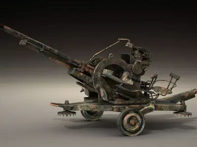 ZU-23-2 Burnt  Low-poly 3D model