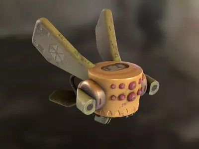 Robotic space fly bee  Low-poly 3D model