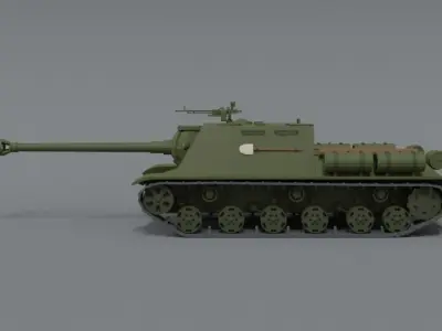 Low Poly Cartoon ISU 122S Tank Low-poly 3D model
