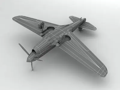 P-40E Warhawk Aircraft LOW Low-poly 3D model