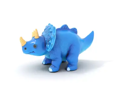 Blue Triceratops Toy model pack Low-poly 3D model