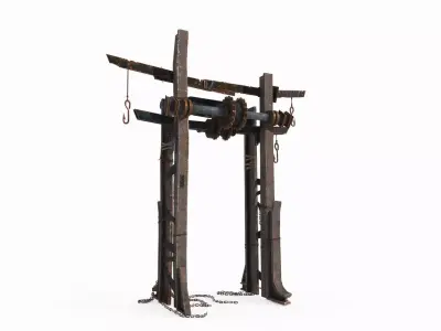 A post-apocalyptic style torii gate 3D model