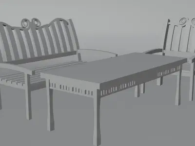 Set Wooden Furniture 9 3D model