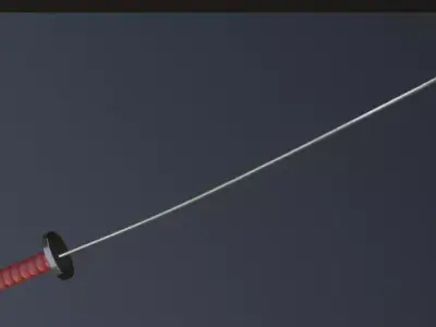 katana samurai sword Low-poly 3D model 25