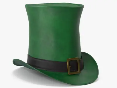 Leather Top Hat Green with Buckle v 2 3D model