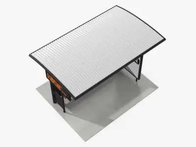 Smart Bus Stop Shelter with LED Arrival Board 3D model