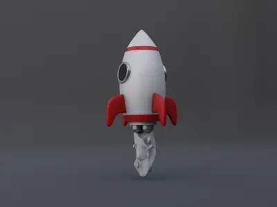 Cartoon Style Rocket Low-poly 3D model