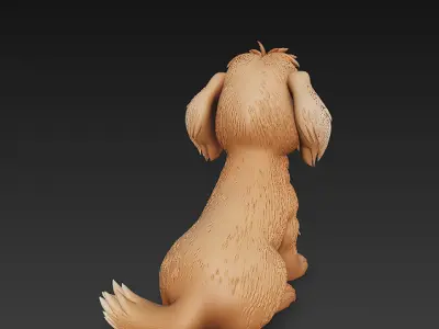 Dog Puppy Realistic 3D Model Basic - Low Poly Realistic Low-poly 3D model