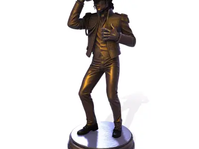 Realistic MJ PBR Legendary Pop King Statue 3D print model
