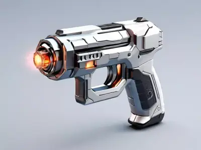 SciFi Blaster Pistol Game Ready Low-poly 3D model