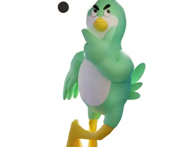 Parrot Ponderings The Journey of the Thinking Bird Mascot Low-poly 3D model