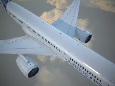 Airbus A350 900 with interior 3D model