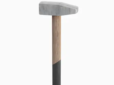 Wooden Industrial Hammer Set Low-poly 3D model