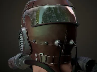 Pilot head with helmet Low-poly 3D model