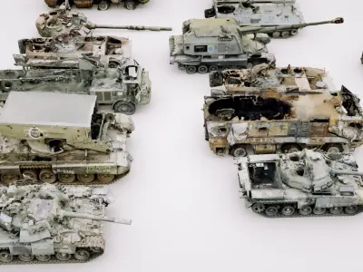 Destroyed russian armoured vehicles 30 assets collection  3D model