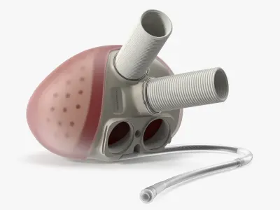 Biventricular Mechanical Heart Device with Flexible Cannula 3D model