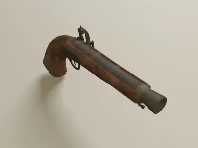 Pirate flintlock gun Low-poly 3D model