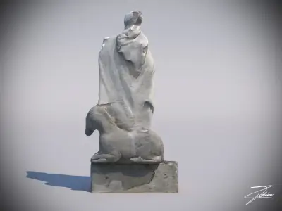 Statue 2 of virgin mary Low-poly 3D model