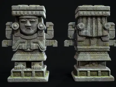 Statue Aztec Chalchiutlicue Low-poly 3D model