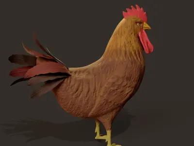 Cockerel Game ready 3D model Low-poly 3D model