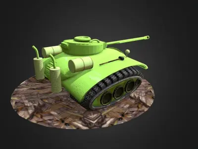 Cartoon Tank Low-poly 3D model