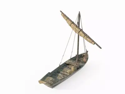 Ancient small sailboats and fishing boats 3D model