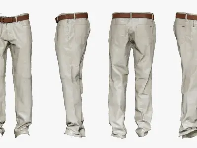 001286 white jeans Low-poly 3D model