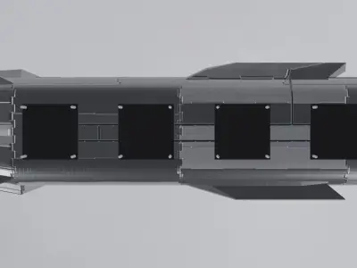 Low poly Starship spaceship with two engines Low-poly 3D model