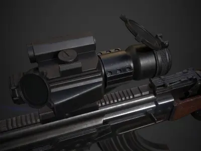 AK-47 rifle Low-poly 3D model