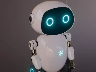 Cute Futuristic Service Robot -Friendly Sci-Fi Assistant Low-poly 3D model