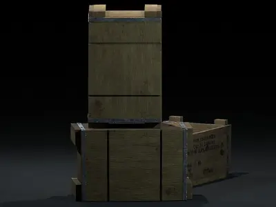 WW2-Crate two wooden boxes Low-poly 3D model