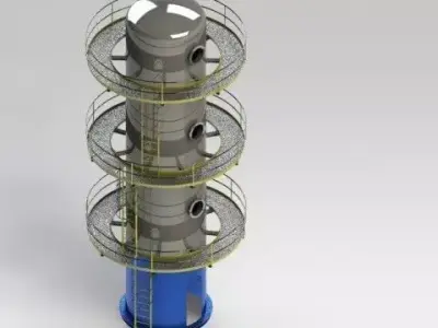 Tower and Footbridge circular structure Free 3D model