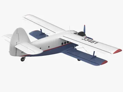 Antonov AN-2 propeller plane flying in sky 3D model