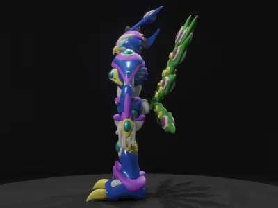 Cyber Peacock Low-poly 3D model