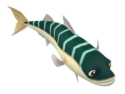 Blue Mackerel Animated Fish Low-poly 3D model