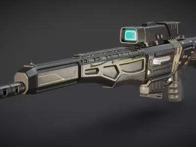 PBR game ready sci fi sniper rifle package Low-poly 3D model