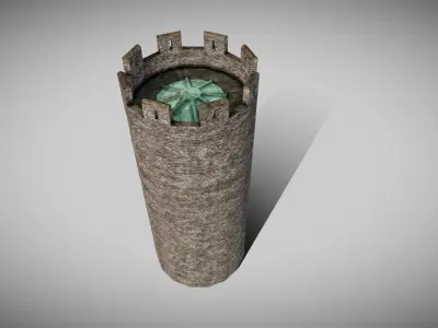 Medieval Castle Tower Low-poly 3D model