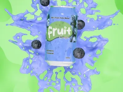 Can with adjustable waterdroplets and backround Free 3D model